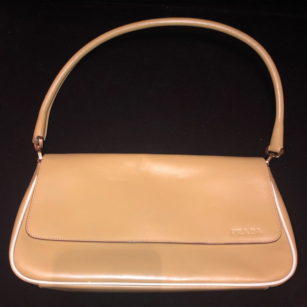 PRADA Leather Tan/Nude Shoulder Bag
